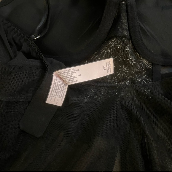 Victoria’s Secret Black “Dream Angels” High Neck Pattern Babydoll with Underwire - Picture 5 of 8